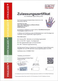 Zulassungszertifikat zum Heidelberger Hygiene-Rating (HHR)